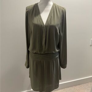 White House Black Market Olive Long Sleeve Dress